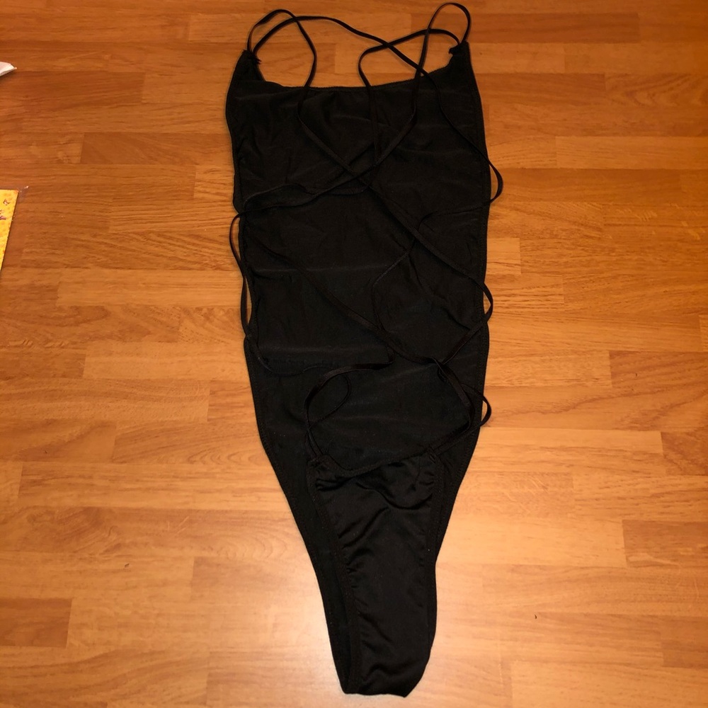 Sexy black strappy back cutout  bodysuit LAST ONE - Picture 9 of 10